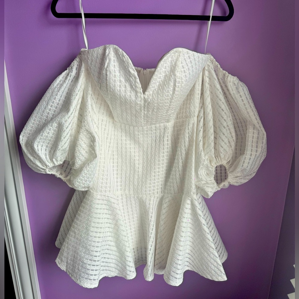 Nasty Gal Structured Off the Shoulder White Dress